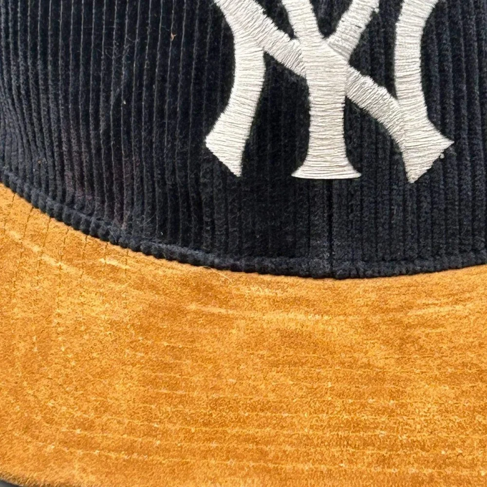 Vintage New York Yankees Hat Men Suede Corduroy Twins Enterprise Strap Back New